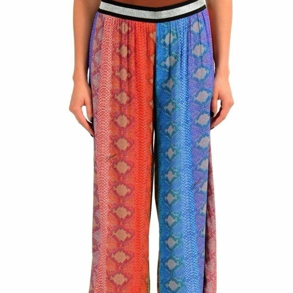 Just Cavalli Womens Graphic Wide Leg Cropped Pants